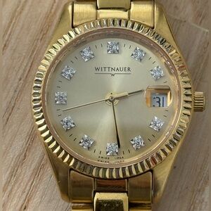 Wittnauer Longines Rare Diamond Marker Presidential Ladies Watch Gold Dial Case